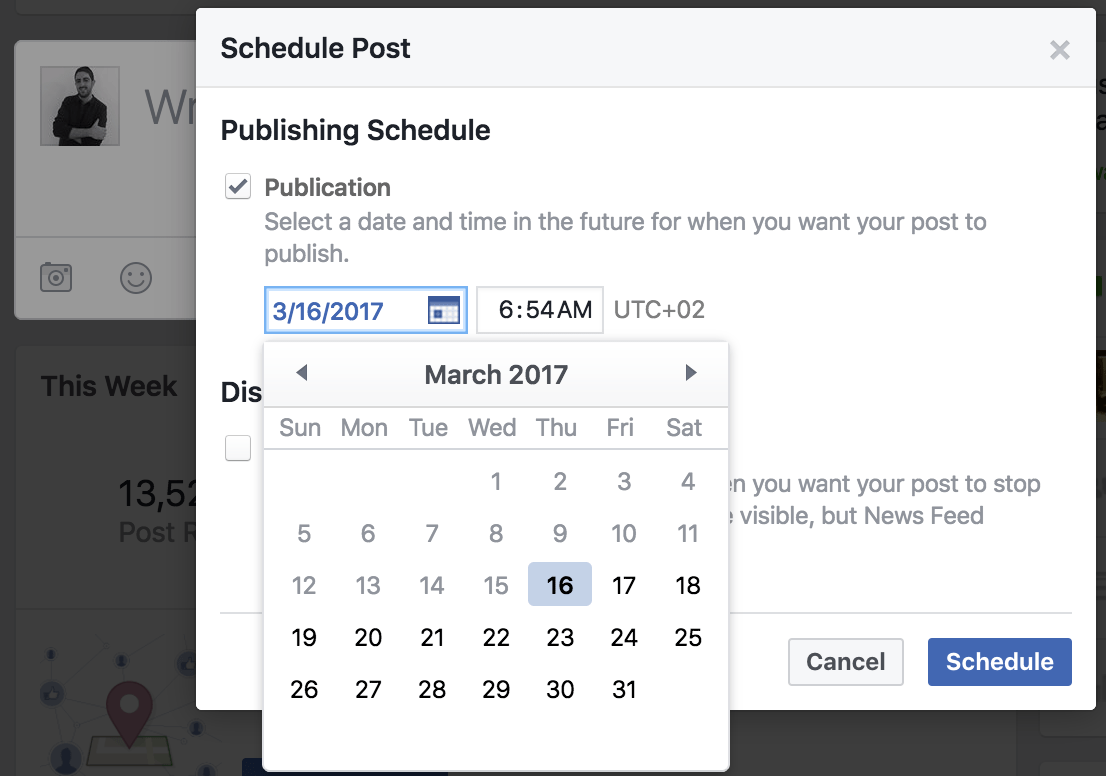 איך לתזמן פוסט בפייסבוק - בחירת זמן